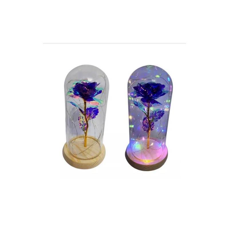 GENERICO - Rosa Eterna Luz Led Flor Eterna Artificial Cupula De Vidrio