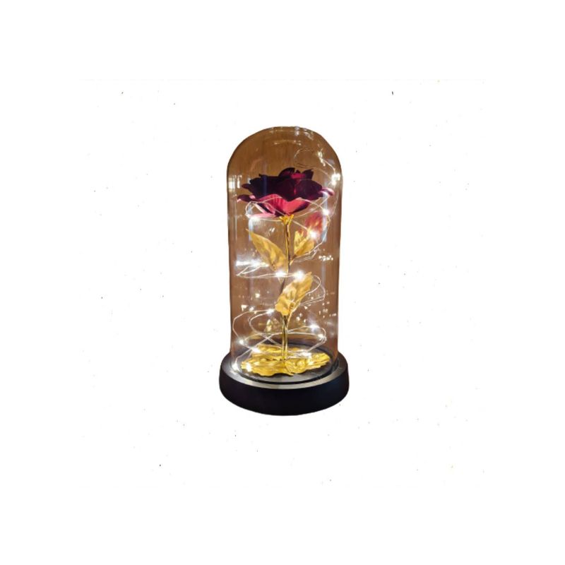 GENERICO - Rosa Eterna Luz Led Flor Eterna Artificial Cupula De Vidrio