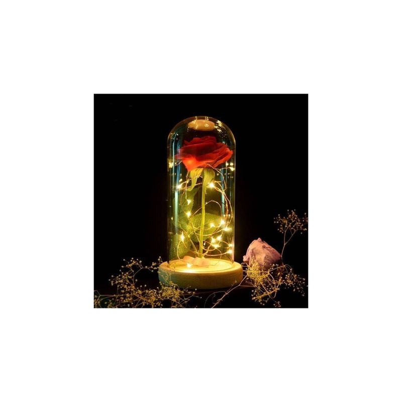 GENERICO - Rosa Eterna Luz Led Flor Eterna Artificial Cupula De Vidrio