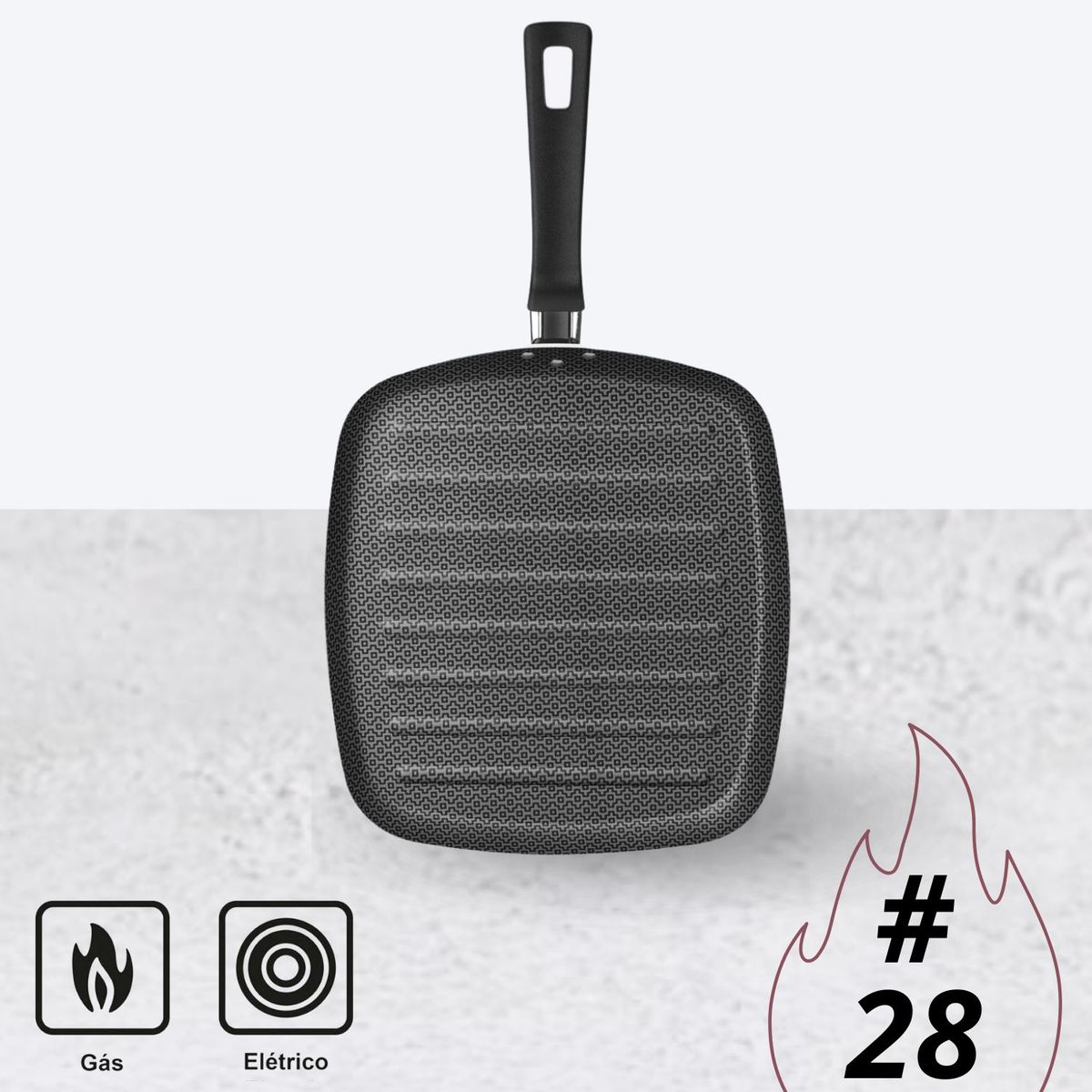 TRAMONTINA - Sartén Bífera Cuadrada Paris De 28cm  Antiadherente Negro