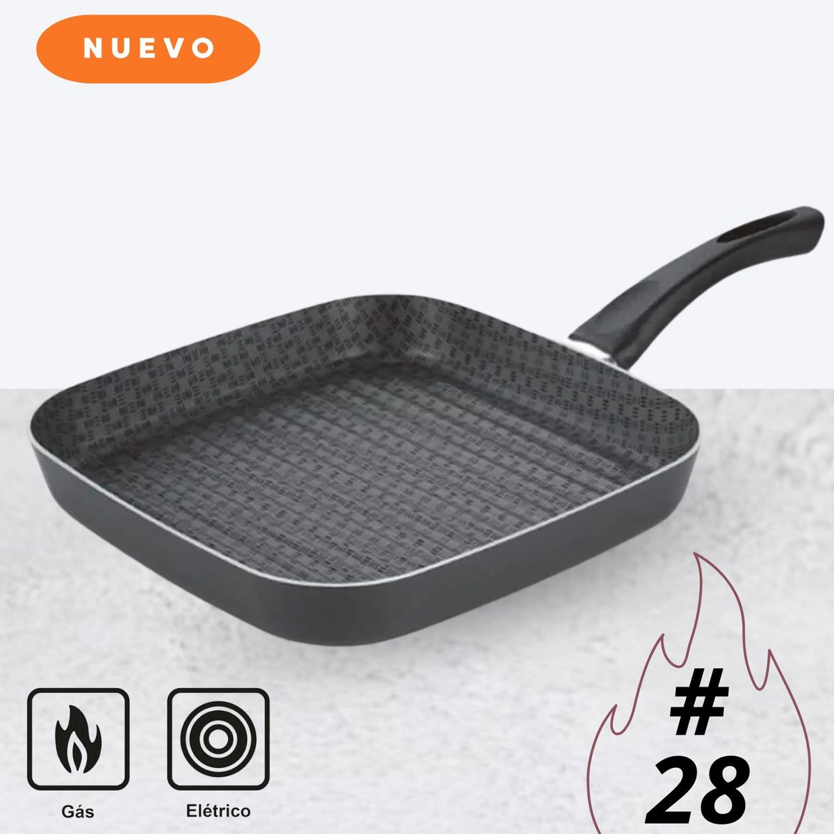 TRAMONTINA - Sartén Bífera Cuadrada Paris De 28cm  Antiadherente Negro