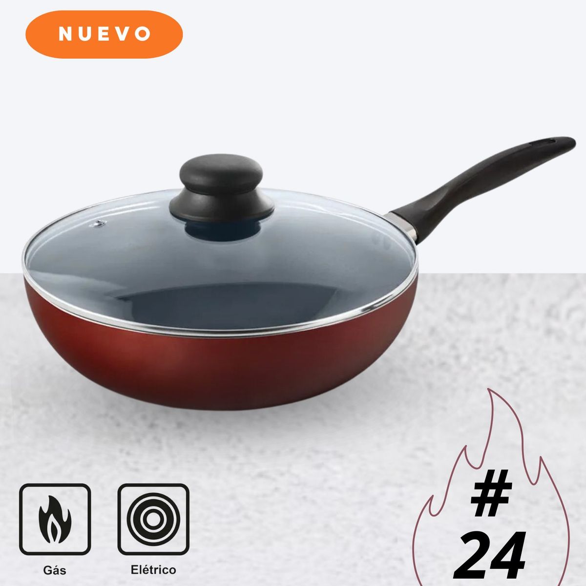 ILKO - Sartén con Tapa  Wok Classic 24Cm