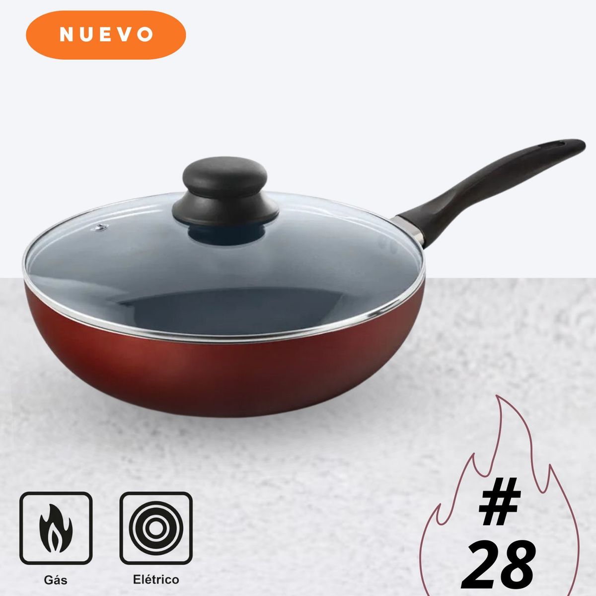 ILKO - Sartén con Tapa  Wok Classic 28 Cm