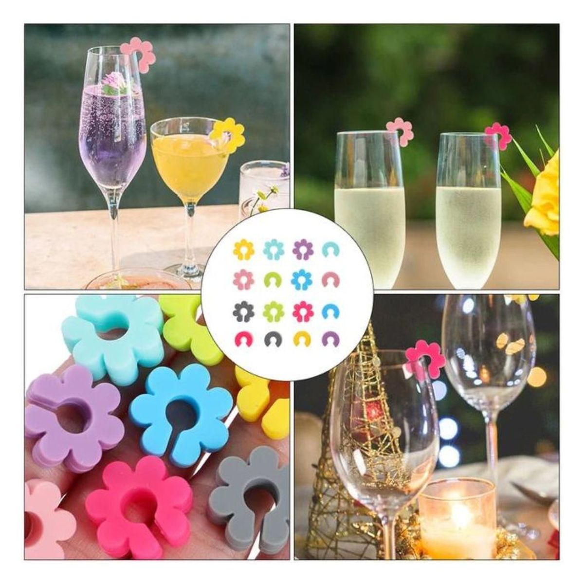 GENERICO - Accesorios para Copas y Vasos - Flores Variante 2 Pack X 6