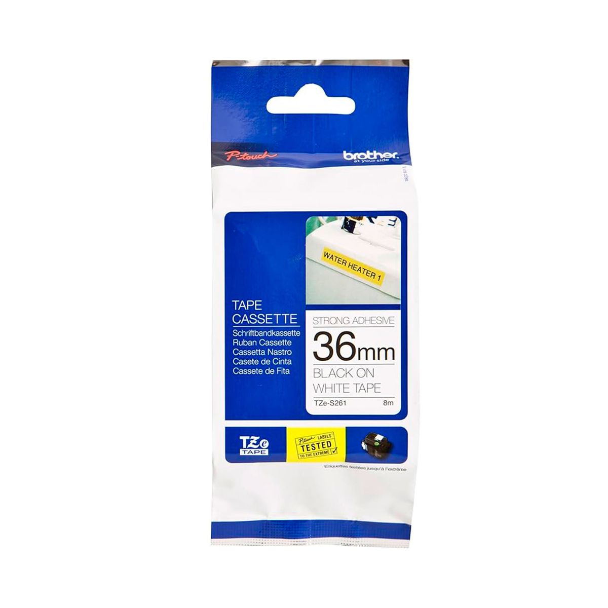 BROTHER - CINTA BROTHER TZE-S261 NEGRO SOBRE BLANCO P/N: TZES261
