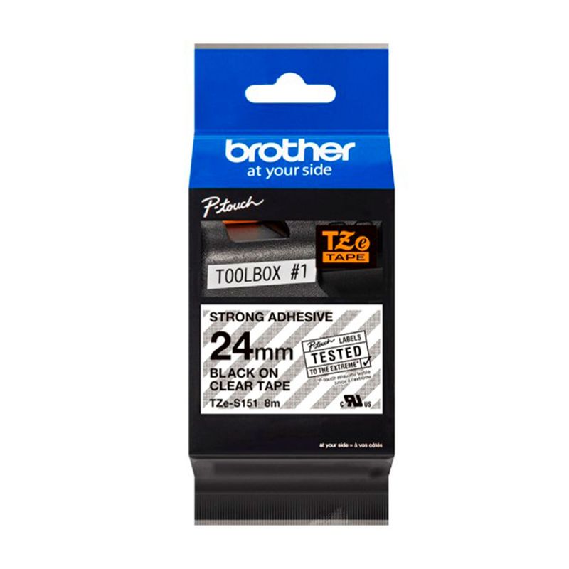 BROTHER - CINTA BROTHER TZE-S151 NEGRO SOBRE TRANSPARENTE P/N: TZE-S151