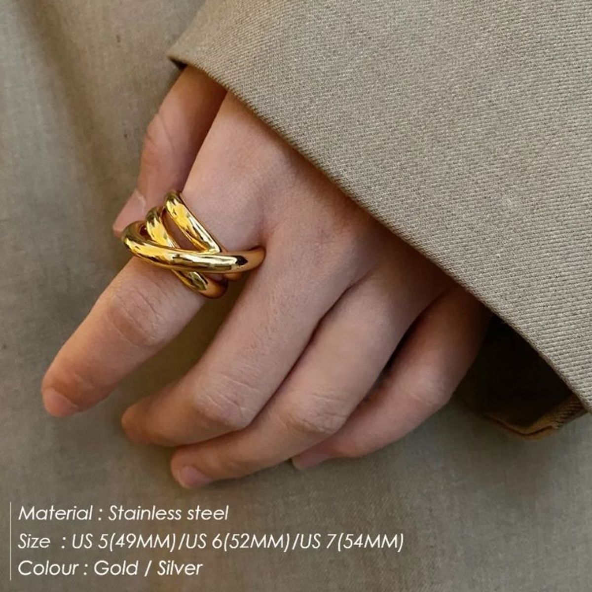 GENERICO - Anillo minimalista varios nudos dorados ajustable