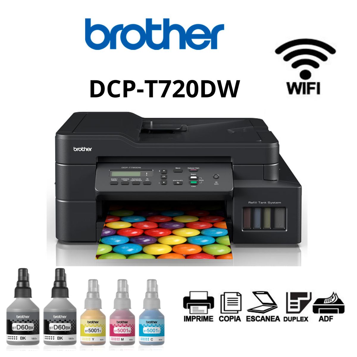 BROTHER - Impresora Brother Multifuncional DCP-T720W Wifi Duplex