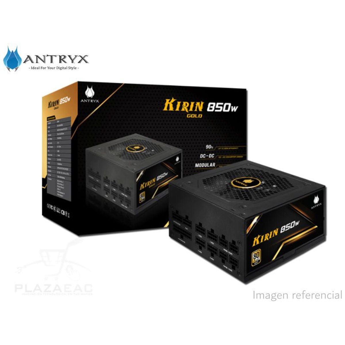 ANTRYX - FUENTE DE PODER ANTRYX 850W KIRIN GOLD 80PLUS GOLD MODULAR P/N:GPX850S