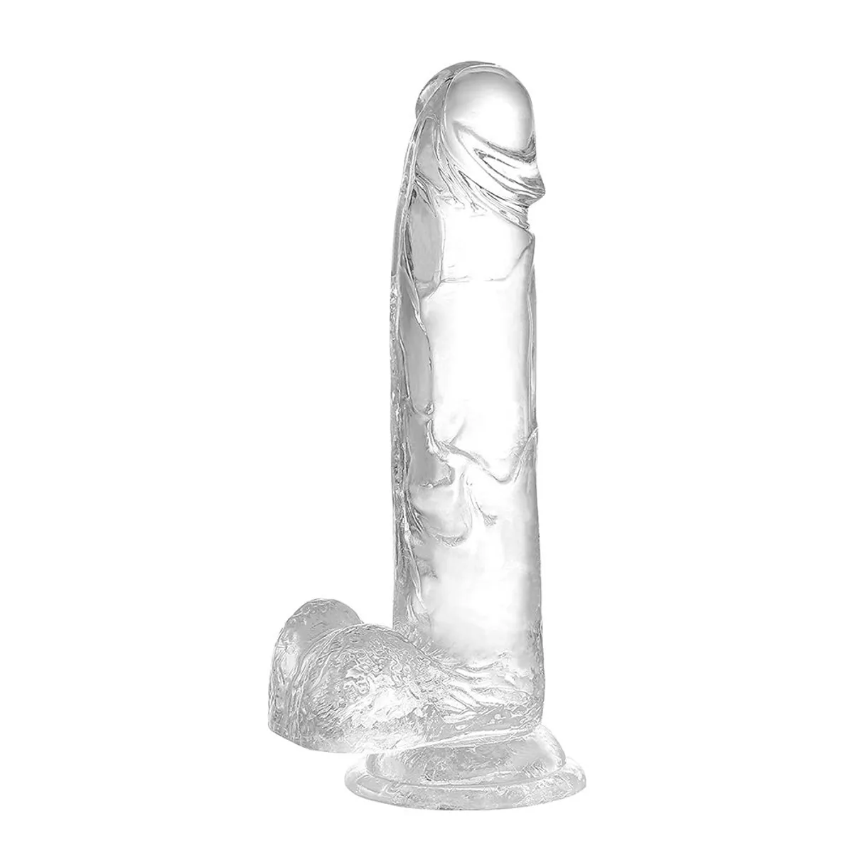 GENERICO - Consolador Transparente 185mm Piel Realista con Ventosa