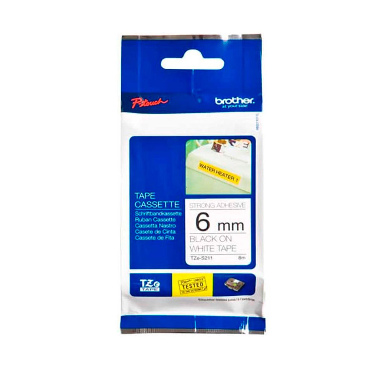 BROTHER - CINTA BROTHER TZE-S211 NEGRO SOBRE BLANCO P/N: TZES211