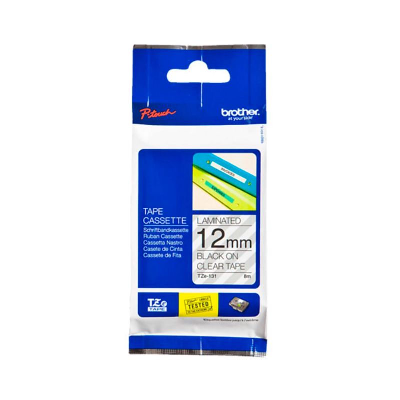 BROTHER - CINTA BROTHER TZE-131 NEGRO SOBRE TRANSPARENTE P/N: TZE131