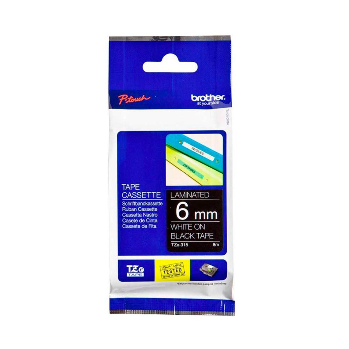BROTHER - CINTA BROTHER TZE-315  BLANCO SOBRE NEGRO P/N: TZE315