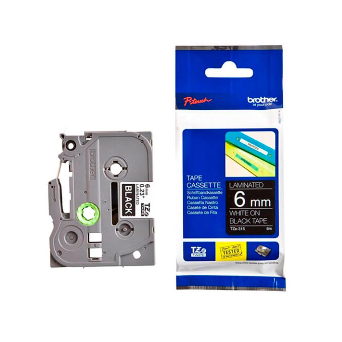 BROTHER - CINTA BROTHER TZE-315  BLANCO SOBRE NEGRO P/N: TZE315