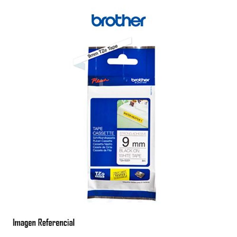 BROTHER - CINTA BROTHER TZE-S221 NEGRO SOBRE BLANCO P/N: TZES221