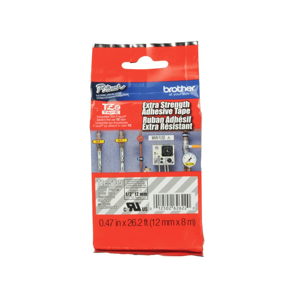 BROTHER - CINTA BROTHER TZE-S135 BLANCO SOBRE TRANSPARENTE P/N: TZES135