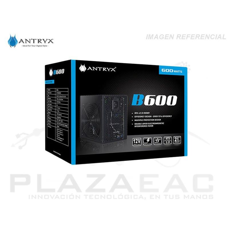 ANTRYX - FUENTE DE PODER ANTRYX B600W V2 ATX 2.3 BOX - P/N: AP-B600RBV