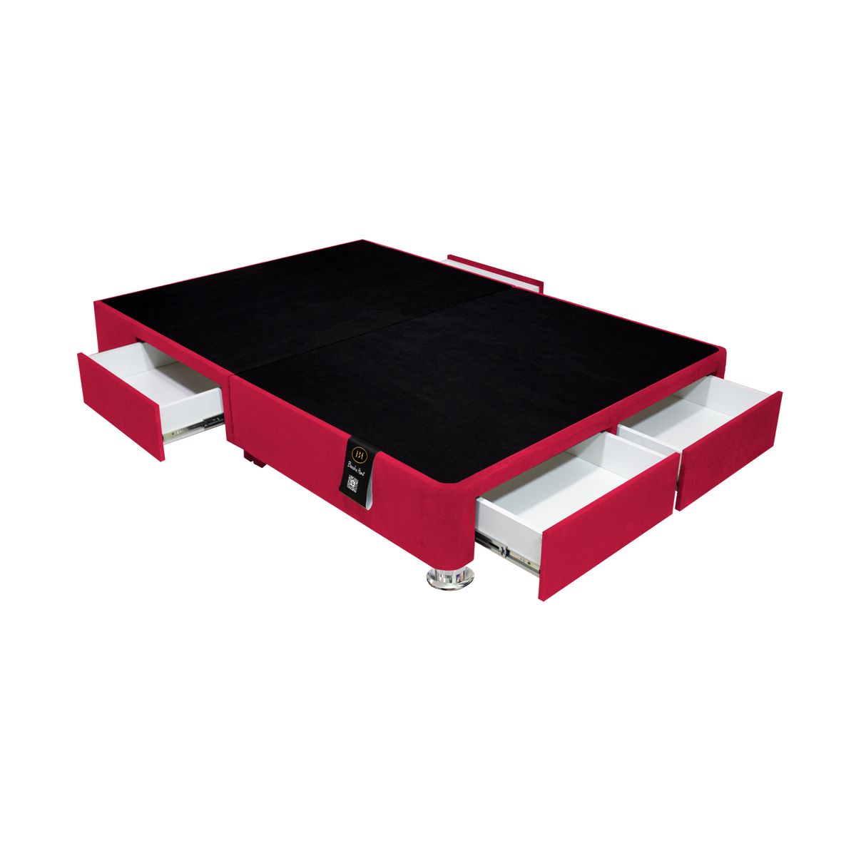 BARAKA HOME - Base de Cama Wels 4 Cajones King Americano 1.98 x 2.03 - Rojo