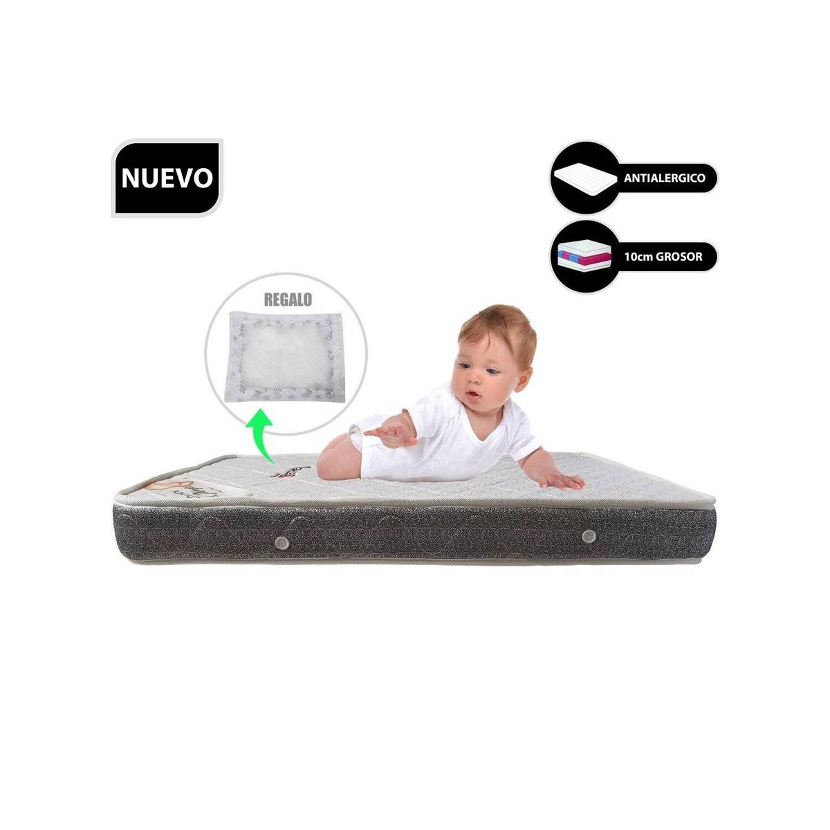 GETHEX - Colchón para cunas pack play de 4 Gris