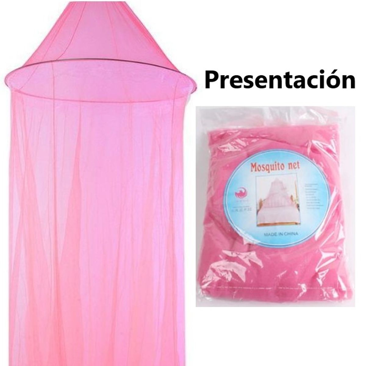 GENERICO - Malla Net Mosquitera cortina para cama tipo cúpula de Poliéster-Rosa