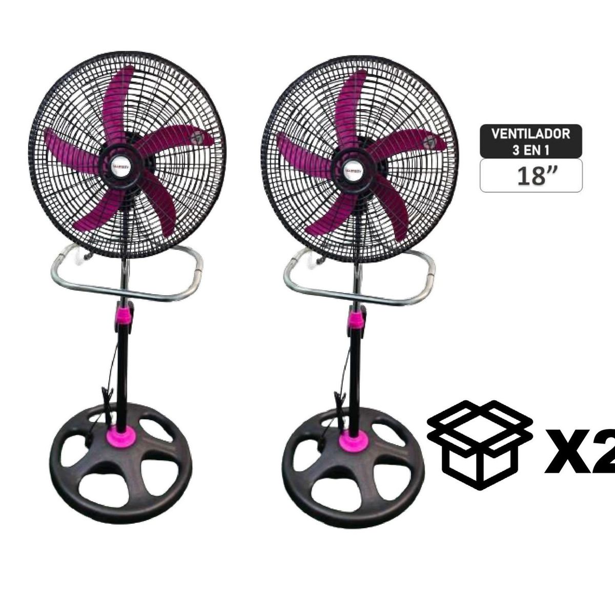GENERICO - Ventilador Marykey MK-18503P 3 en 1 de 18" 2 und. x Caja color Rosado
