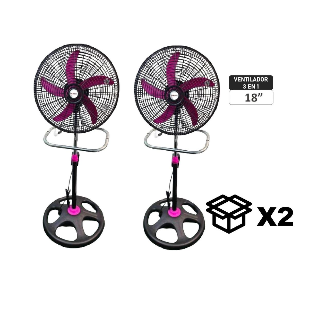 GENERICO - Ventilador Marykey MK-18503P 3 en 1 de 18" 2 und. x Caja color Rosado