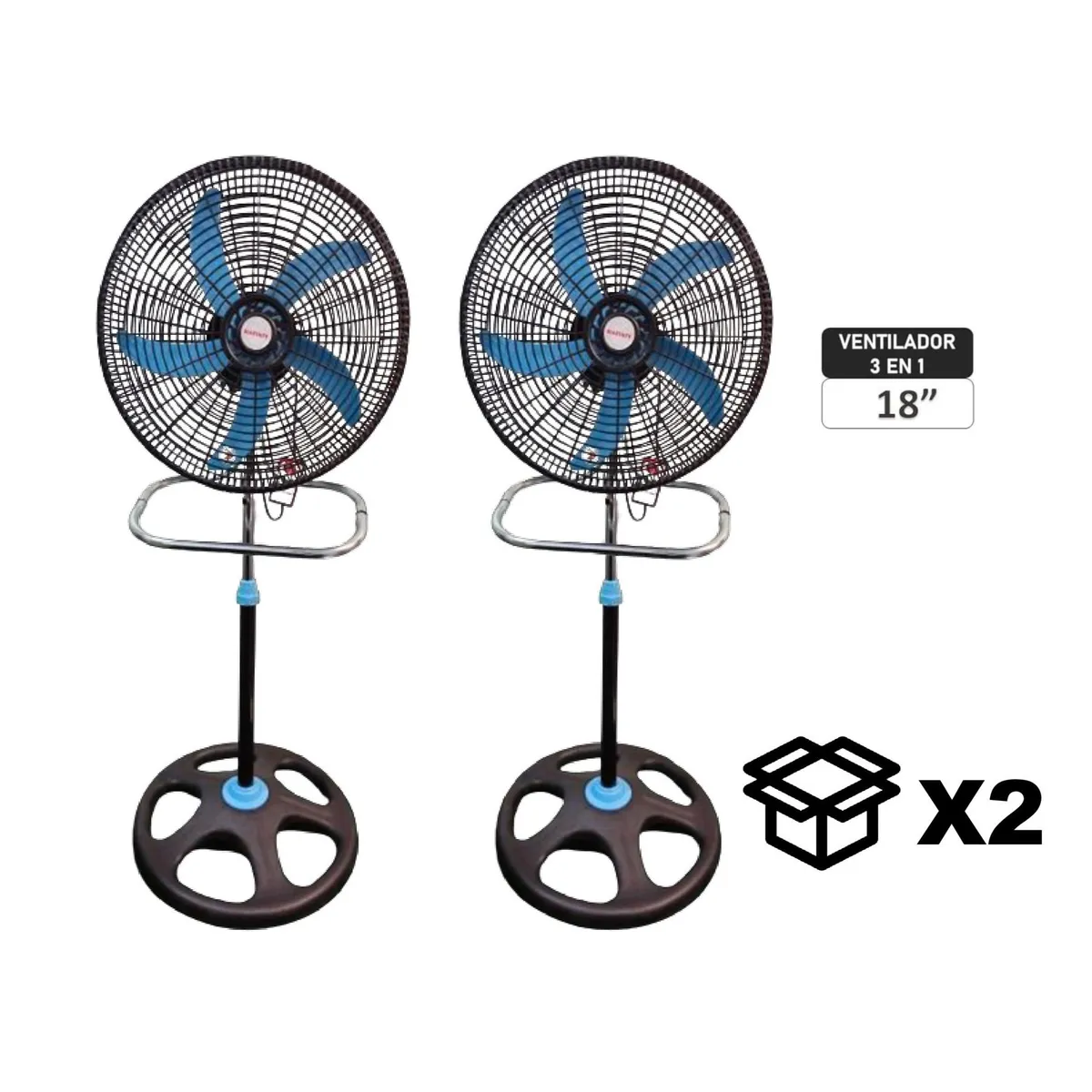 GENERICO - Ventilador Marykey MK-18503P 3 en 1 de 18" 2 und. x caja color Azul