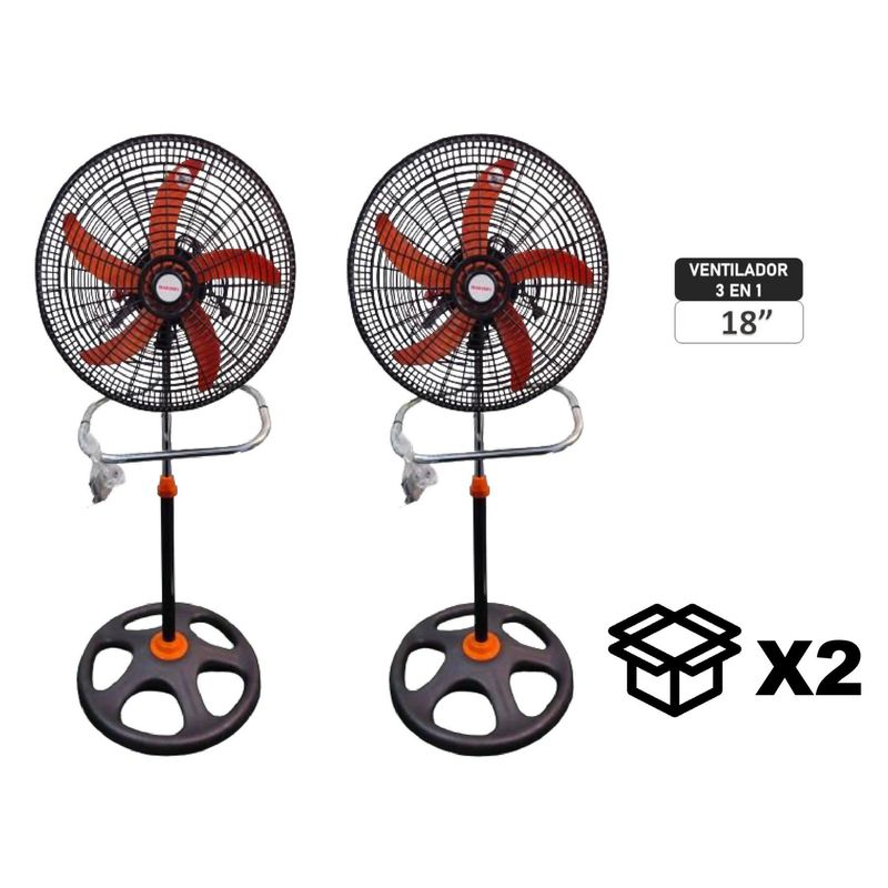 GENERICO - Ventilador Marykey MK-18503P 3 en 1 de 18" 2 uds x caja color Naranja
