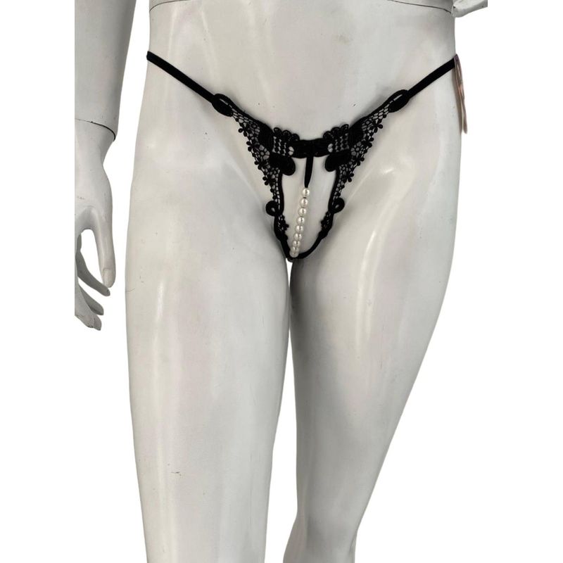 GENERICO - LENCERIA EXCLUSIVA Tanga de Encaje de Guipur con Pedrería