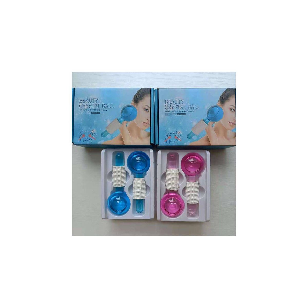 GENERICO - ICE GLOBES BOLAS DE CRISTAL PARA MASAJE Y REAFIRMACION FACIAL X 2 UN.