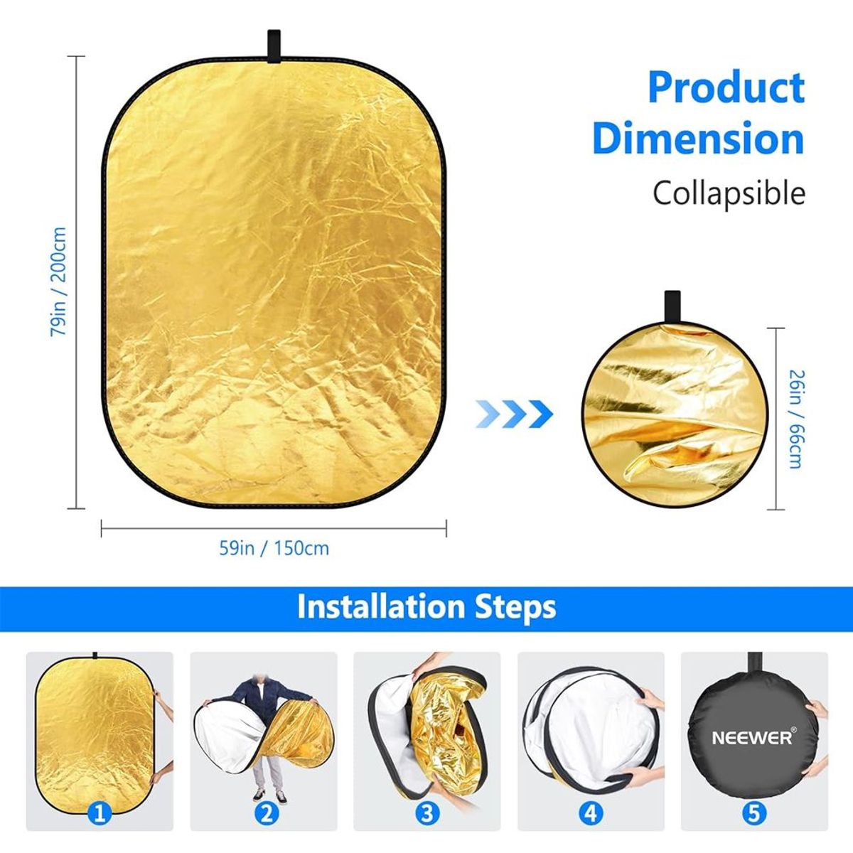 NEEWER - Rebotador Neewer 5 En 1 150x200cm