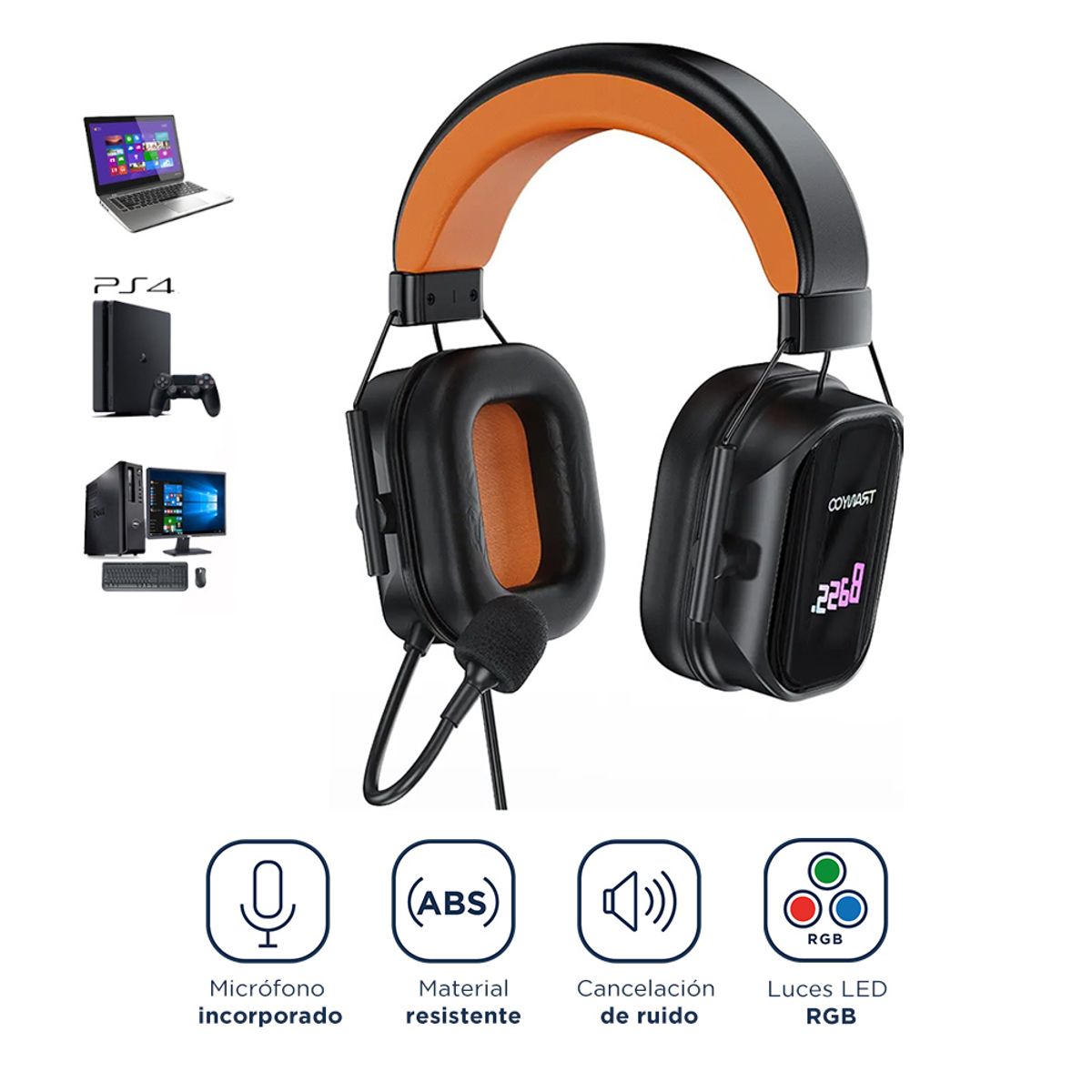 TRANYOO - Audífonos Para PC Gamer con Luz LED RGB + Micrófono Tranyoo T-H5