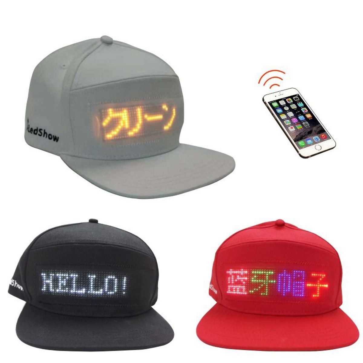 GENERICO - GORRA PANTALLA LUZ LED PERSONALIZABLES CON APLICATIVO SMART