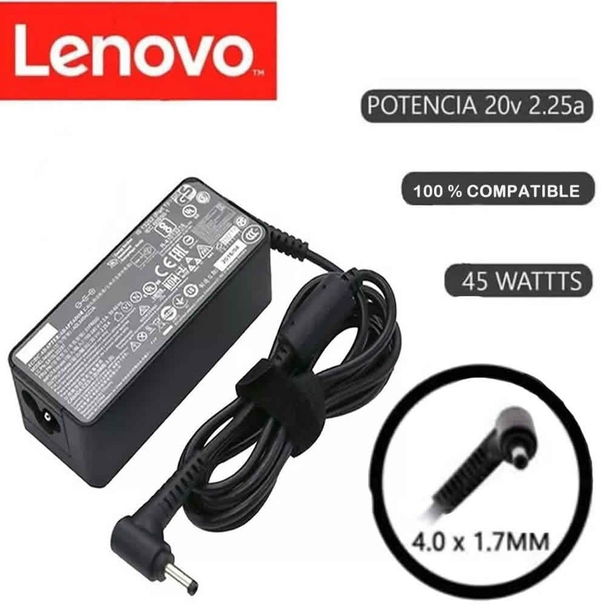 GENERICO - CARGADOR GENERICO LENOVO 20V 225A - PUNTA FINA 45W