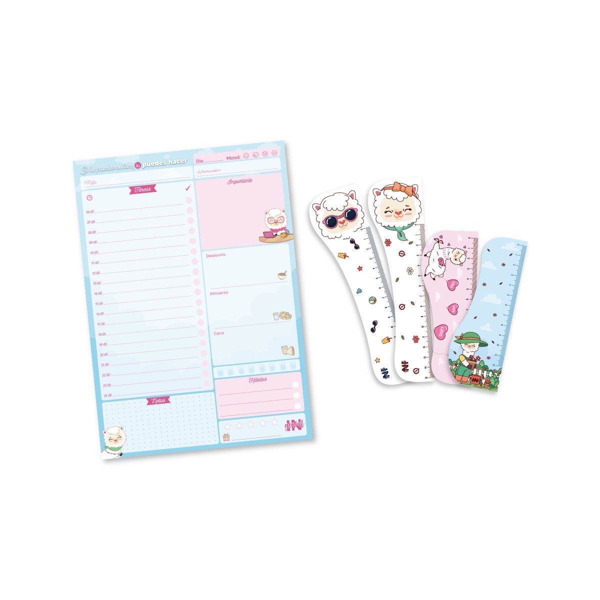 INGENIAL - Pack Ingenial Llami diary planner diario  set de reglas