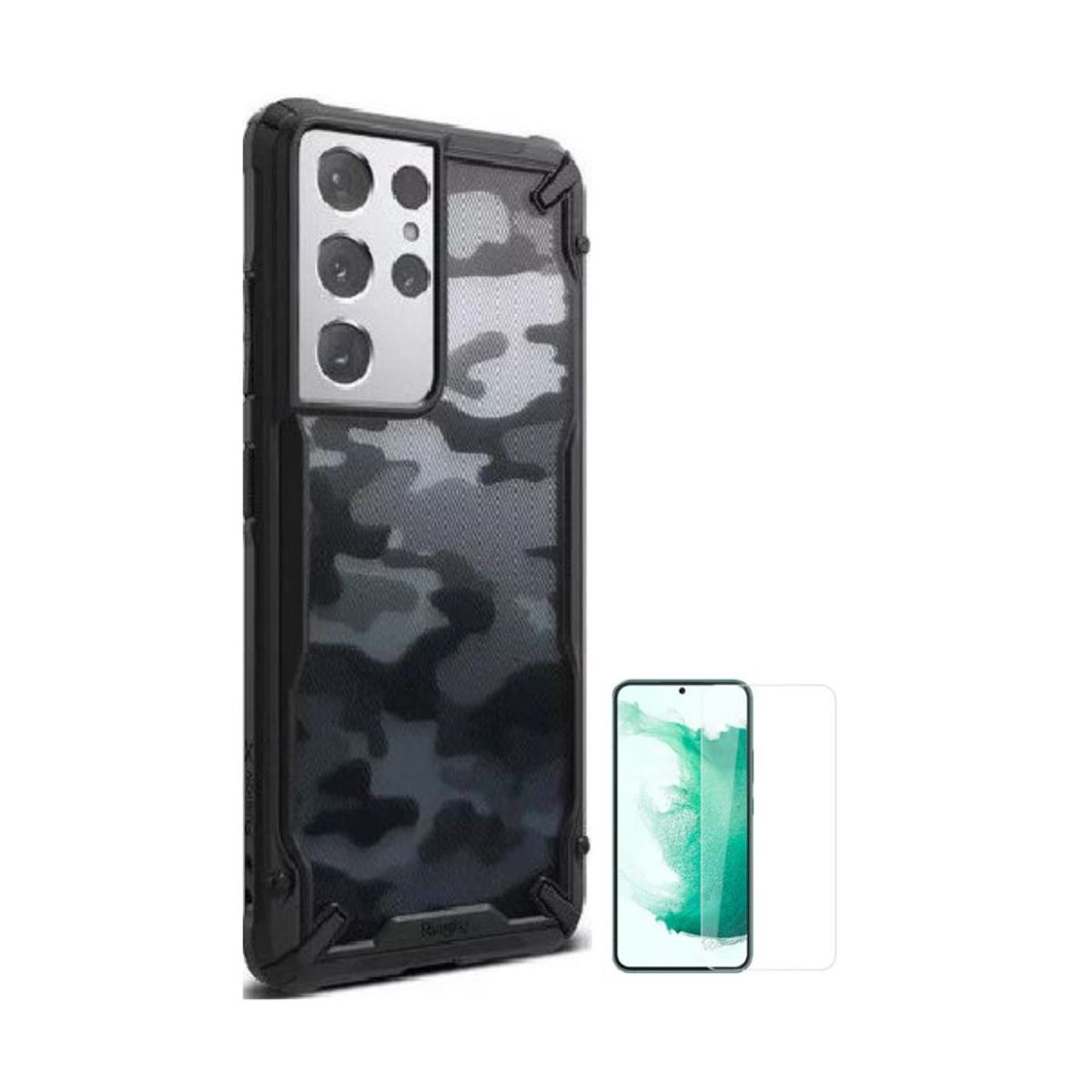RINGKE - CASE RINGKE FUSION X CAMUFLADO SAMSUNG S21 ULTRA Y VIDRIO