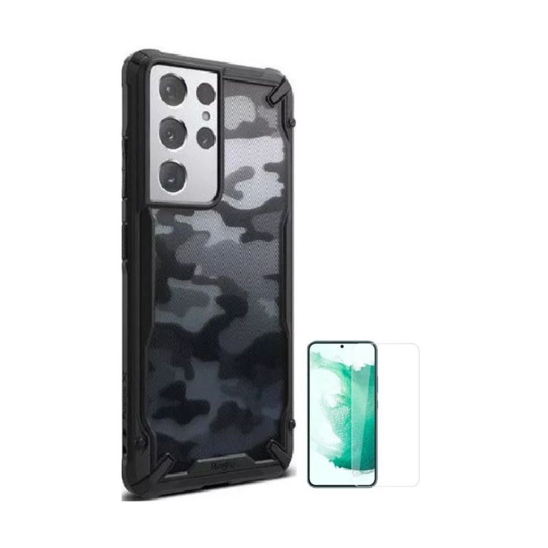 RINGKE - CASE RINGKE FUSION X CAMUFLADO SAMSUNG S21 ULTRA Y VIDRIO
