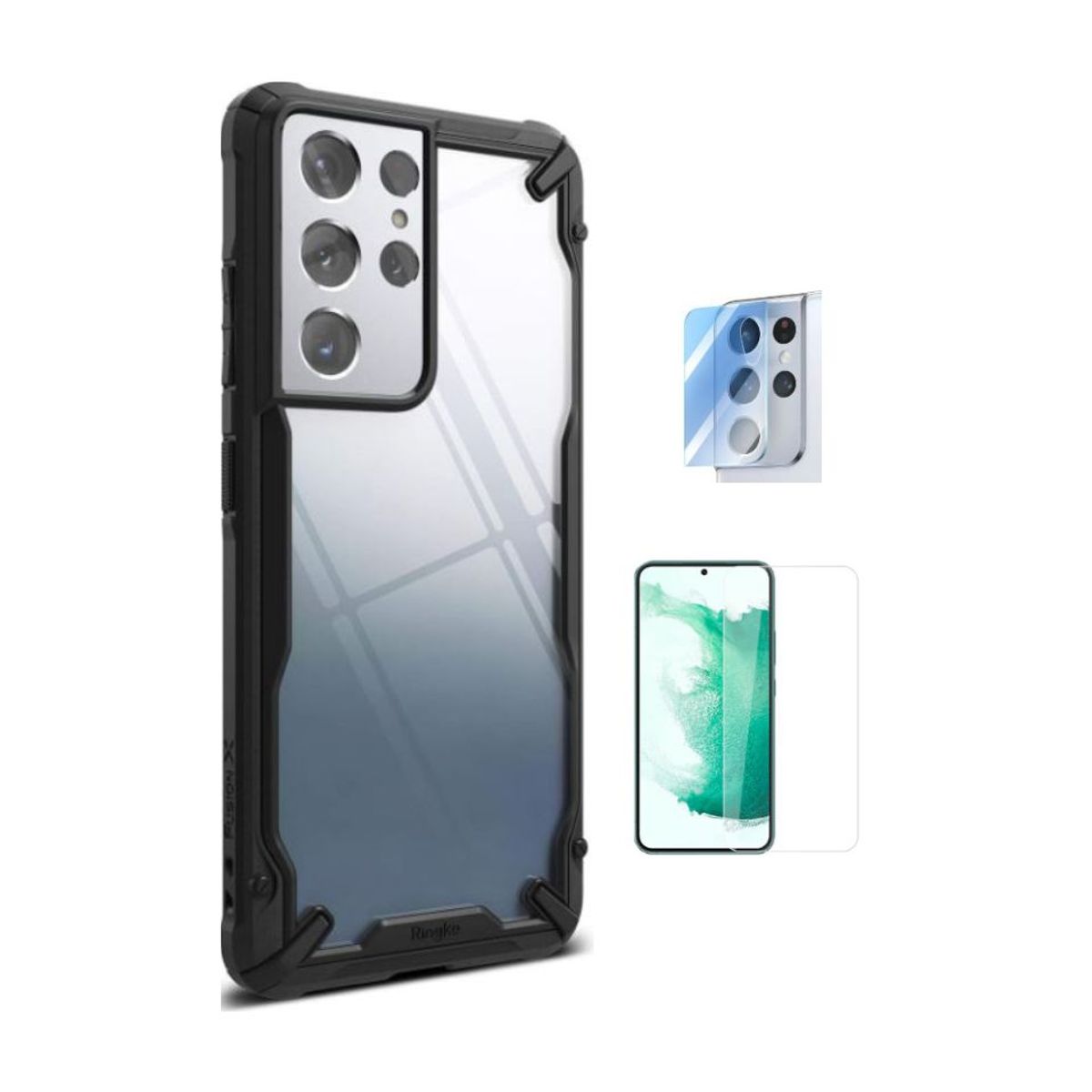 RINGKE - CASE RINGKE FUSION X SAMSUNG S21 ULTRA Y VIDRIOS