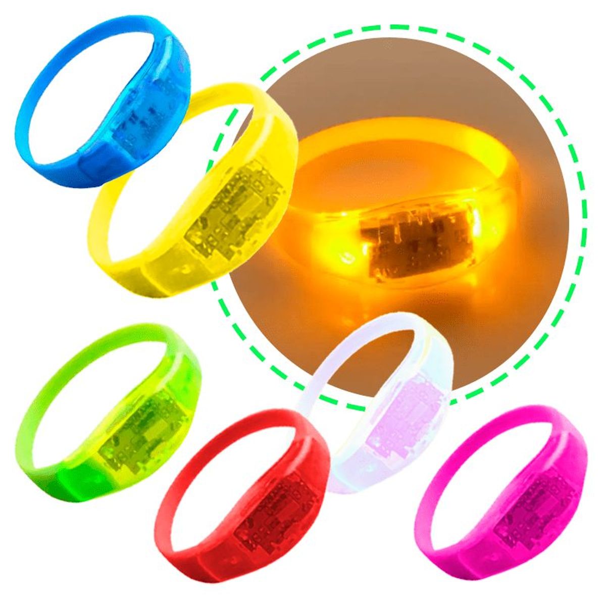 GENERICO - Pulsera o brazalete de silicona luz led 6 unds