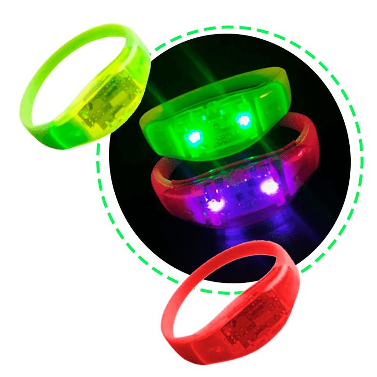 GENERICO - Pulsera o brazalete de silicona luz led 6 unds