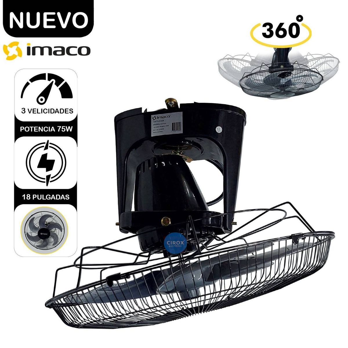 IMACO - Ventilador IMACO Orbital de Techo 18” OCF7919 75W