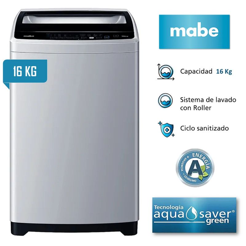 MABE - Lavadora Automática Mabe 16Kg LMAP6120WGBB0 Silver