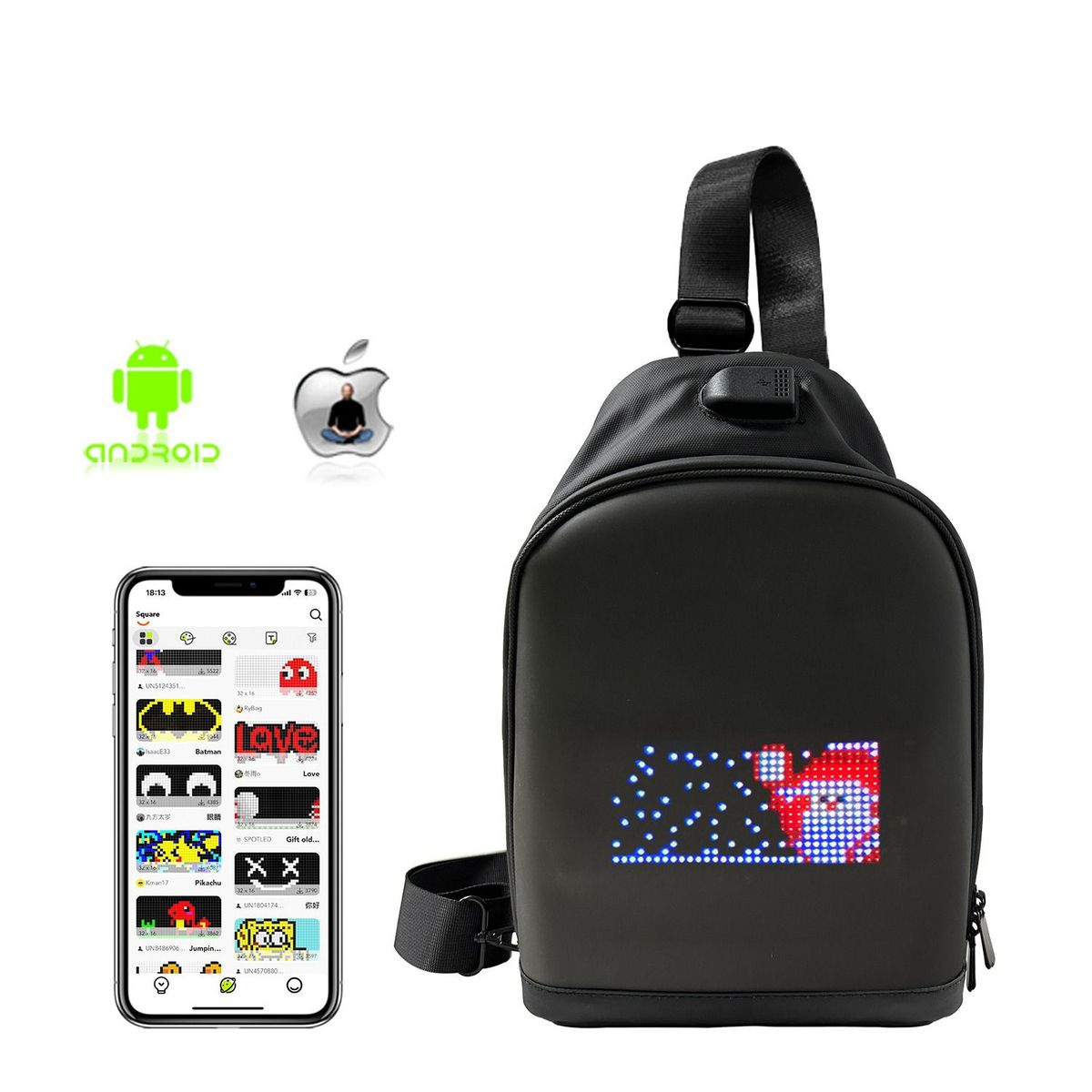 GENERICO - BOLSO CARTERA BANDOLERO CON PANTALLA ILUMINACION LUZ LED