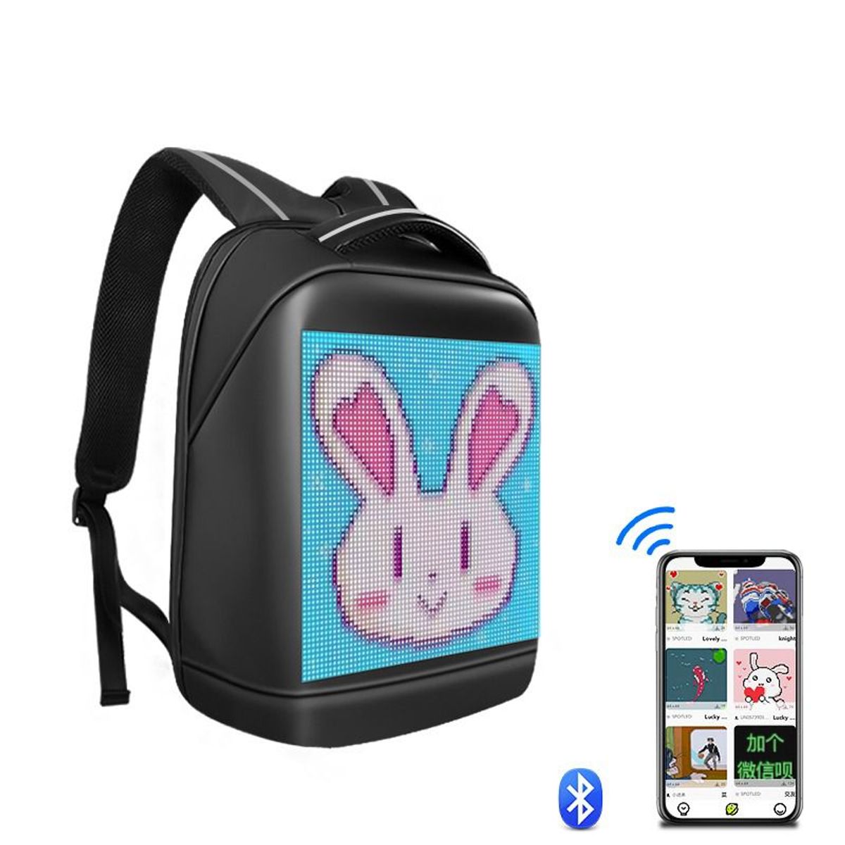 GENERICO - MOCHILA INTELIGENTE BOLSO CON PANTALLA LUZ LED APLICATIVO SMART_.