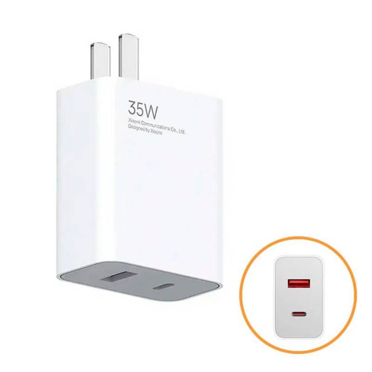 XIAOMI - Cargador Xiaomi 35w Doble Entrada Adaptador USB-A y Tipoc C De Pared