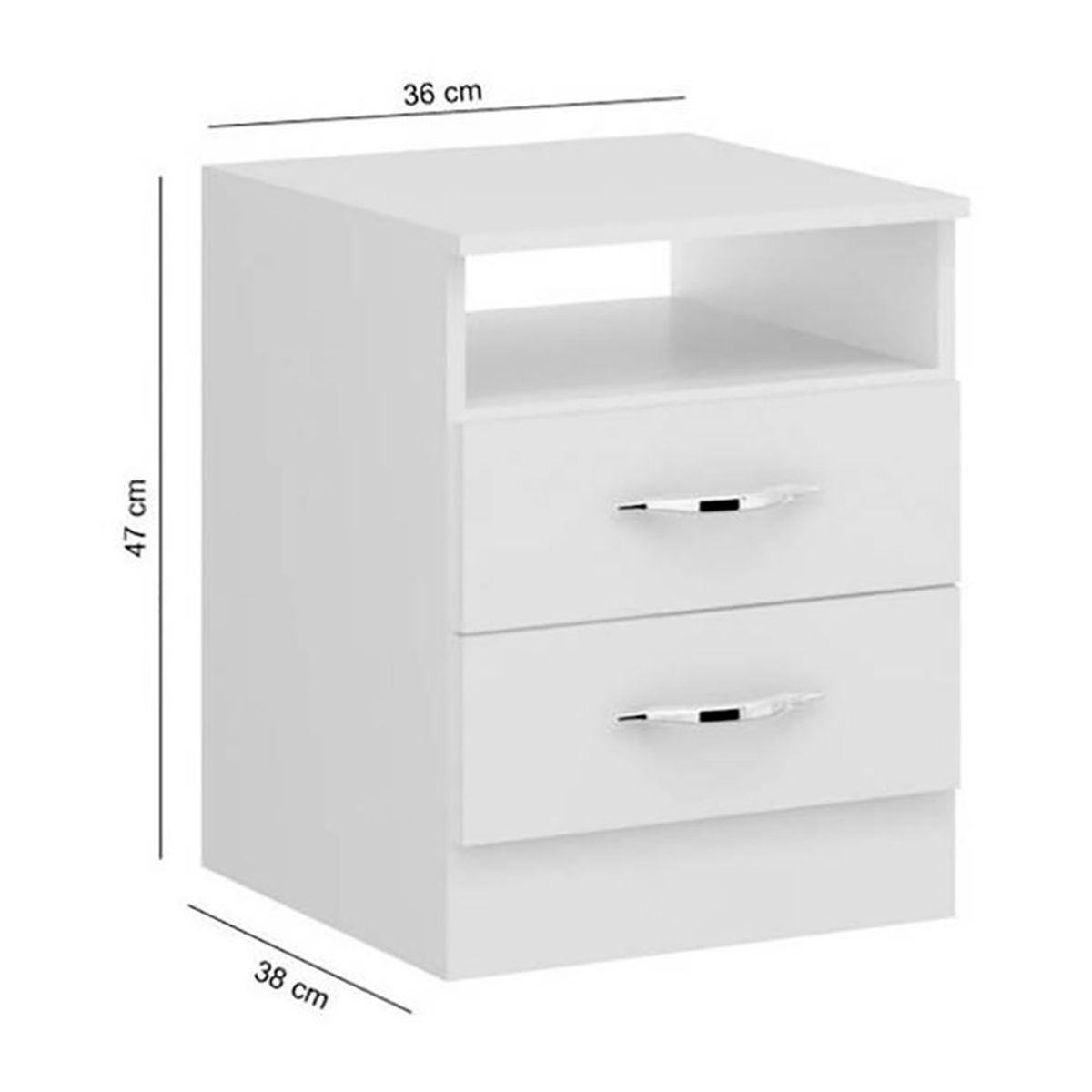 TU MESITA - Mesa de noche Dominica 2 cajones Blanco TU MESITA