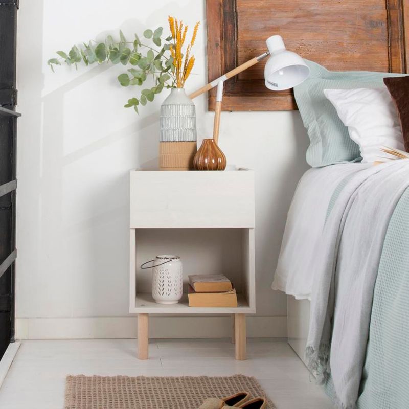 TU MESITA - Mesa de Noche Minimalista Ayo Blanco TU MESITA