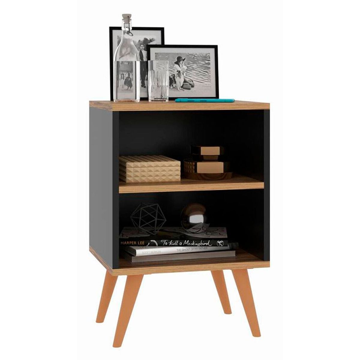 TU MESITA - Mesa de noche Romana Negro/Café TU MESITA