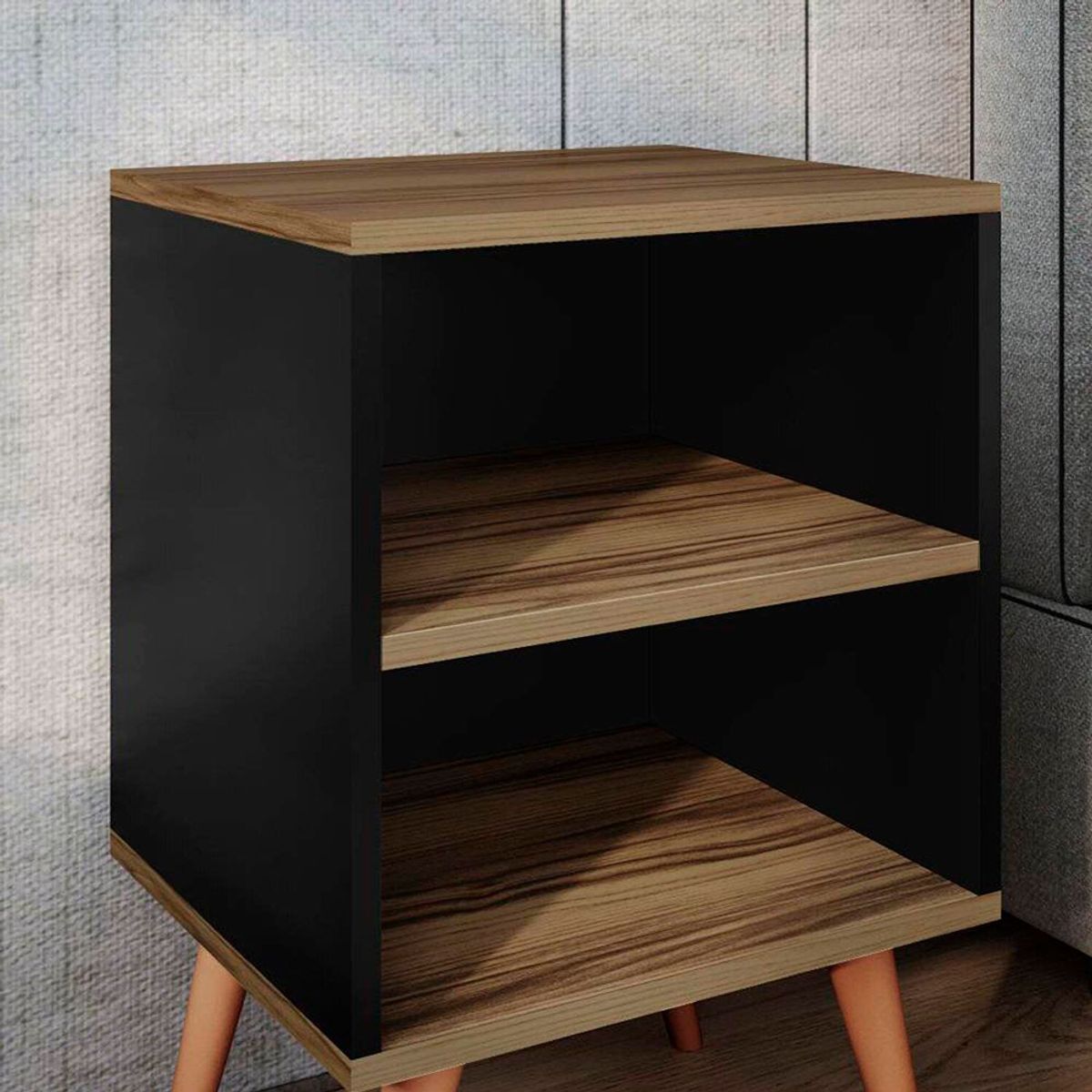 TU MESITA - Mesa de noche Romana Negro/Café TU MESITA