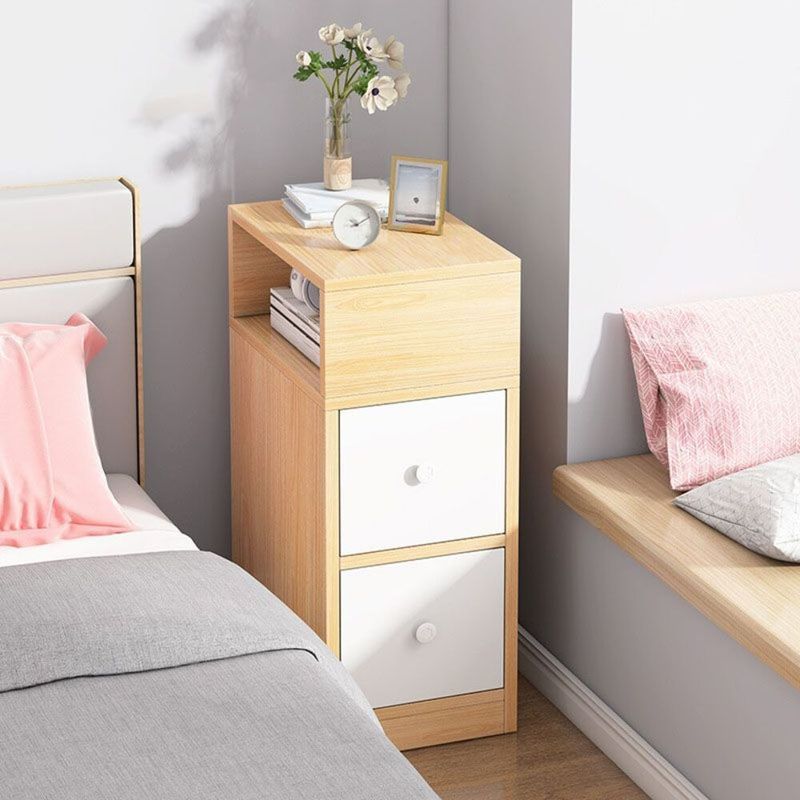 TU MESITA - Mesa de Noche Moderna Maia Duna/Blanco 2 Cajones TU MESITA